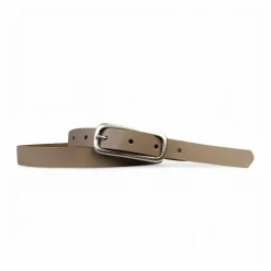 FOXI: schmaler Damen Ledergürtel 2 cm mit schmaler länglicher Gürtelschnalle in Silber