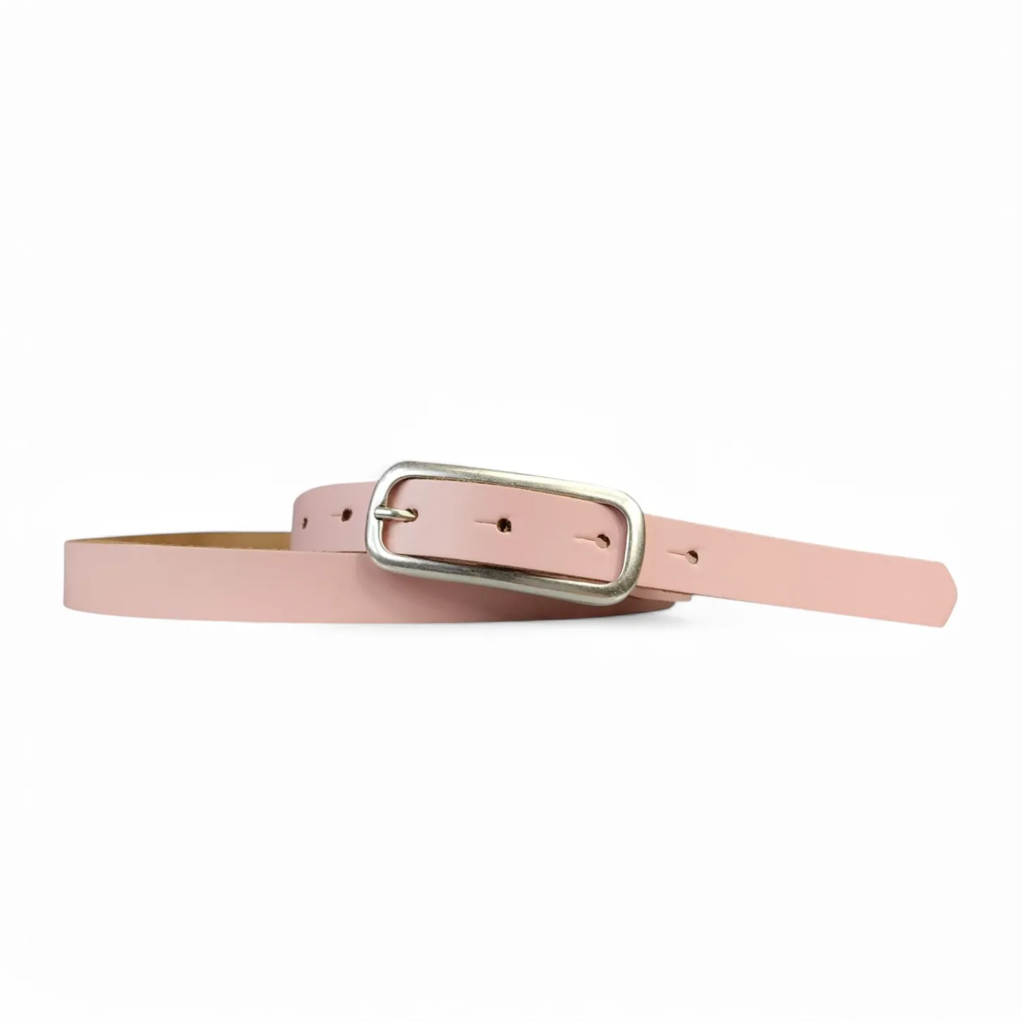 FOXI: schmaler Damen Ledergürtel 2 cm mit schmaler länglicher Gürtelschnalle in Silber