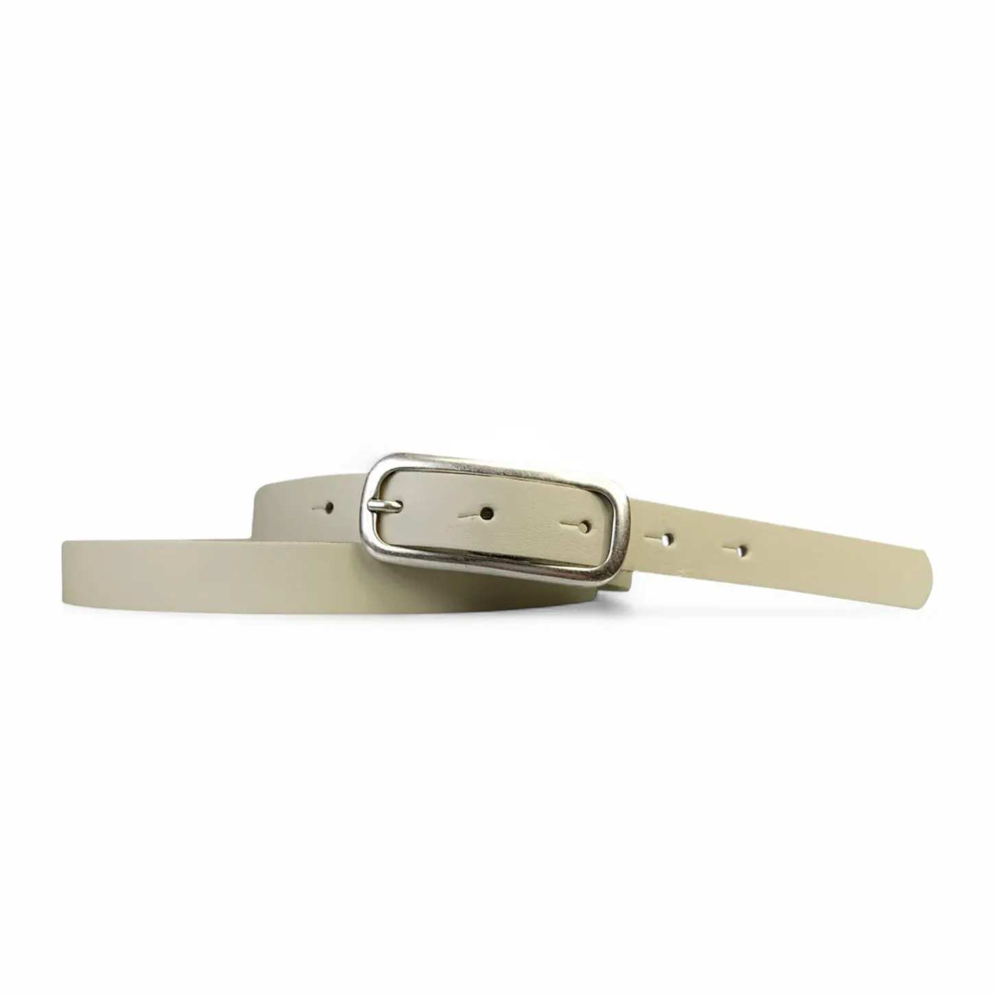 FOXI: schmaler Damen Ledergürtel 2 cm mit schmaler länglicher Gürtelschnalle in Silber