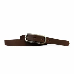 FOXI: schmaler Damen Ledergürtel 2 cm mit schmaler länglicher Gürtelschnalle in Silber
