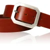FRANK klassischer Ledergürtel für Herren, robuste Gürtelschnalle in silber, 4,5 cm Leder