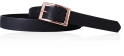Günstiger Damen Ledergürtel 2,5 cm, roségoldene Gürtelschnalle, echt Leder