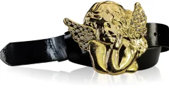 GOLDENES ENGELCHEN Lackgürtel mit goldener Engel-Gürtelschnalle und Strass