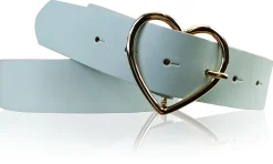 GOLDHERZ Herz Damen Ledergürtel 3,5cm, goldene Herz Gürtelschnalle, echt Leder
