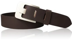 Gürtel mit Breitdornschnalle 4 cm Büffelleder, altsilber Optik