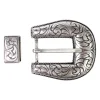 Gürtelschnalle + Schlaufe in silber mit Verzierungen 3 cm