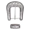 Gürtelschnalle + Schlaufe in silber mit Strass 3 cm