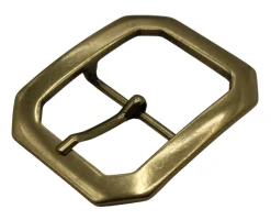 Gürtelschnalle Altmessing, rechteckige Form, Dornschließe, 4,5 cm