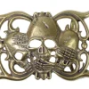 Gürtelschnalle aus massiv Messing, 4 cm, Totenköpfe