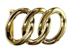 Gürtelschnalle echt vergoldet, tolle Form, Ringe, 3,5 cm Gürtelriemen