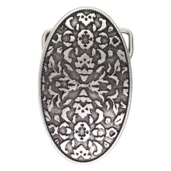 Gürtelschnalle floral für 4 cm Wechselriemen, silber