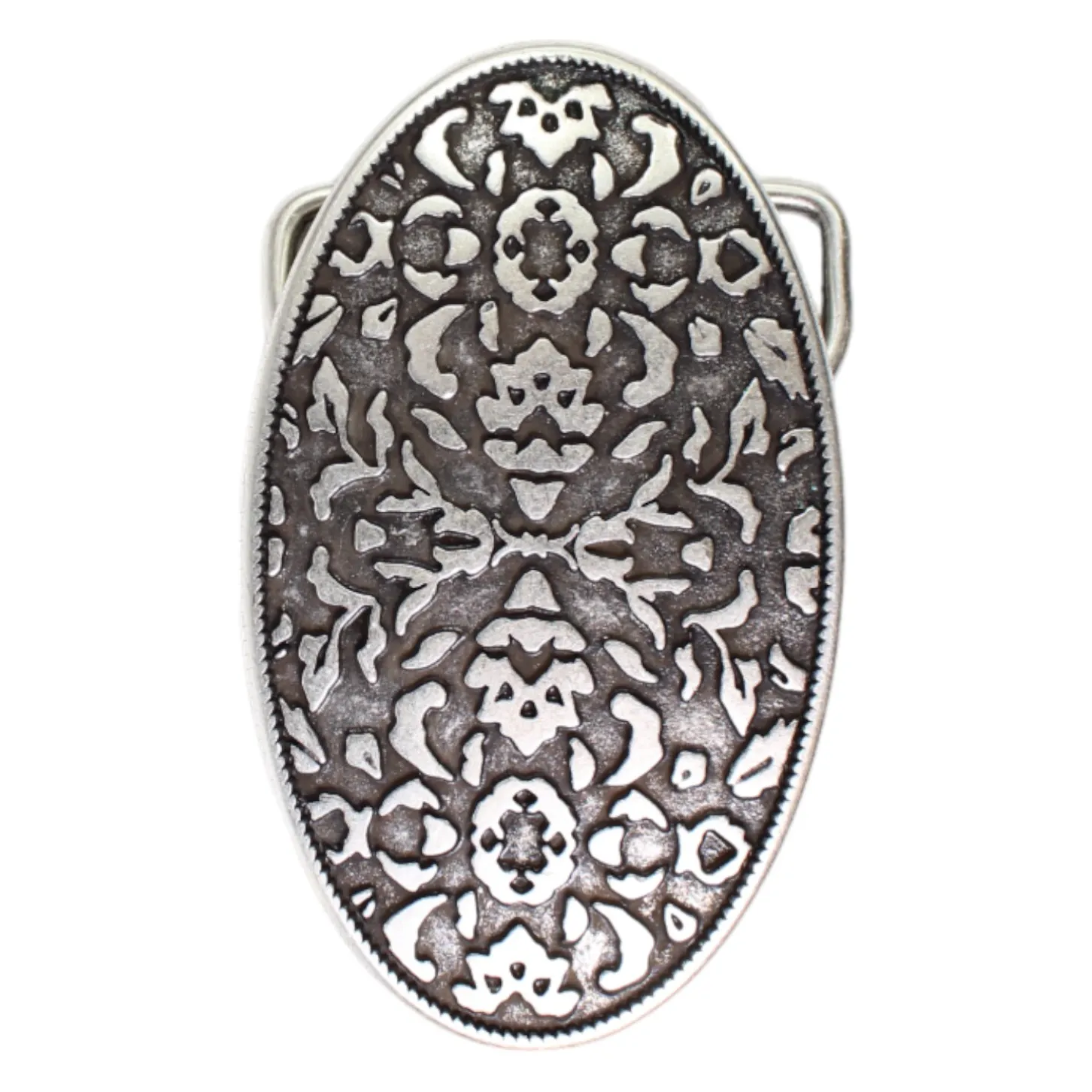 Gürtelschnalle floral für 4 cm Wechselriemen, silber