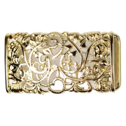Gürtelschnalle florales Muster in gold für Damen 3 cm