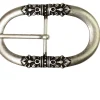 Gürtelschnalle für Damen mit floralen Elementen, 4 cm, silber