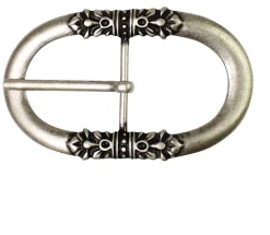 Gürtelschnalle für Damen mit floralen Elementen, 4 cm, silber