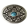 Gürtelschnalle im Boho Stil mit Verzierungen und türkisem Stein, 4cm