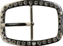 Gürtelschnalle in silber für Damen mit Strasssteinen verziert, 4 cm