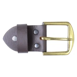 Gürtelschnalle inklusive Lederteil mit Schraube, 4 cm, messingfarben