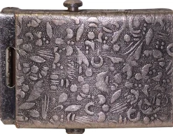 Gürtelschnalle mit floralem Muster in altsilber, Rollschnalle, 4 cm