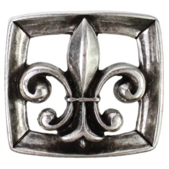 Gürtelschnalle mit französischer Lilie, altsilber, 4 cm Gürtelriemen