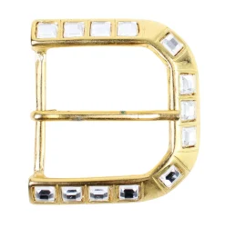 Gürtelschnalle mit Strasssteinen, gold für Damen 4 cm