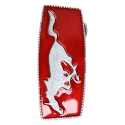 Gürtelschnalle Mustang in rot/silber, Mustang Buckle 4cm