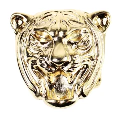 Gürtelschnalle Tigerkopf gold, Koppelschnalle Damen, 4 cm