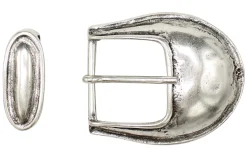 Gürtelschnalle und Schlaufe, oval, silber, Damen, 3,5 cm