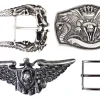 Gürtelschnallen Set mit 4 Gürtelschnallen, Koppelschnallen, Dornschnallen, silber