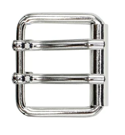 Heavy duty Gürtelschnalle silber, Stahl-Doppeldornschnalle, 4 cm, Bruchlast 400kg