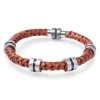 Herren Armband mit echter Lederkordel, Metallteile, Magnetverschluss