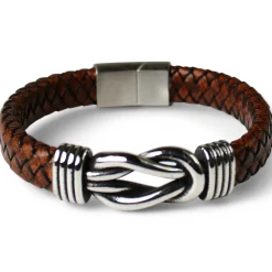 Herrenarmband aus Leder mit verziertem Schmuckteil