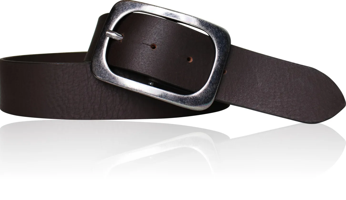 Herrengürtel 4 cm, Gürtelschnalle Gunmetal Optik, Büffelleder