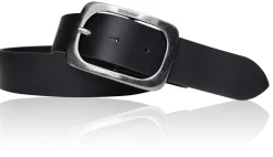Herrengürtel 4 cm, Gürtelschnalle Gunmetal Optik, Büffelleder