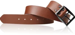 Herrengürtel 4 cm mit Doppelsteg Gürtelschnalle in schwarz, Büffelleder
