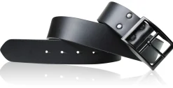 Herrengürtel 4 cm mit Doppelsteg Gürtelschnalle in schwarz, Büffelleder