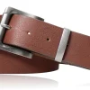 Herrengürtel 4 cm, robuste Metallschnalle und passende Schlaufe in antik silber, Büffelleder gewalkt