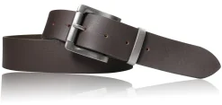Herrengürtel 4 cm, robuste Metallschnalle und passende Schlaufe in antik silber, Büffelleder gewalkt