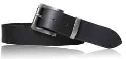 Herrengürtel 4 cm, robuste Metallschnalle und passende Schlaufe in antik silber, Büffelleder gewalkt