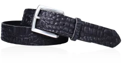 Herrengürtel, Büffelleder, Cayman Prägung, versilberte Gürtelschnalle, 4cm