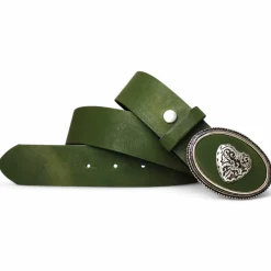 HERZSTÜCK Trachtengürtel für Damen, Gürtelschnalle mit Leder und Herzniete eingelegt