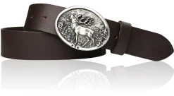 HIRSCHERL 2 Trachtengürtel mit Trachtengürtelschnalle Hirsch Motiv in Silber