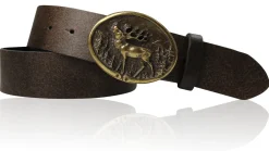 HIRSCHERL Trachtengürtel mit ovaler Hirschschnalle in Messing