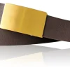 Hochwertiger Herrengürtel stufenlos, Edelstahlschnalle, mattgold, 3,5 cm