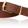 Hochwertiger Herrengürtel 4 cm mit massiver Messing Gürtelschnalle , Büffelleder