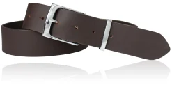 Hochwertiger Herrengürtel 4 cm mit massiver Messing Gürtelschnalle verchromt, Büffelleder