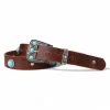 Hochwertiger Ledergürtel Damen im Western Stil, türkise Zierteile, 3cm