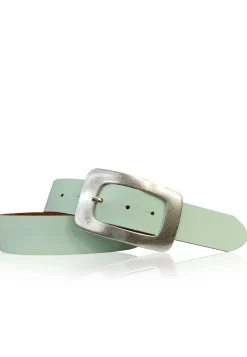 ILIANA: Damen Ledergürtel 4 cm mit großer Gürtelschnalle in altsilber Optik
