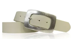 ILIANA: Damen Ledergürtel 4 cm mit großer Gürtelschnalle in altsilber Optik