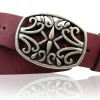 IVY: schöner Damen Ledergürtel 4 cm, echt Ledergürtel, floraler Gürtelschnalle